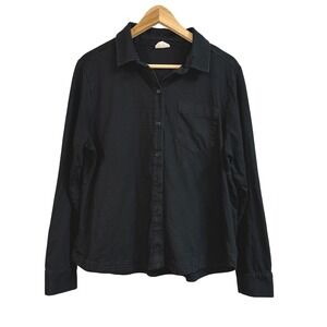 Pact Black Long Sleeve Button Up Shirt 100% Organic Cotton Women's Size‎ L